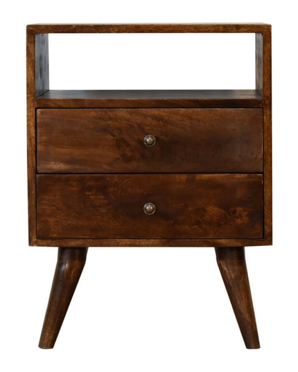 24" Chestnut Solid Wood Two Drawer Nightstand