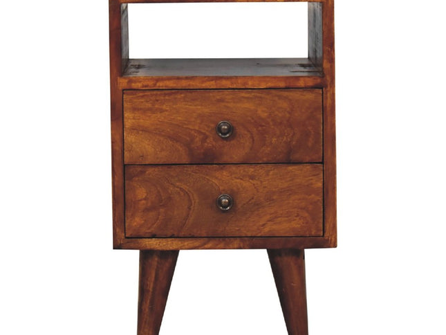20" Brown Solid Wood Square Two Drawer Nightstand