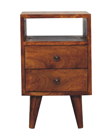 20" Brown Solid Wood Square Two Drawer Nightstand