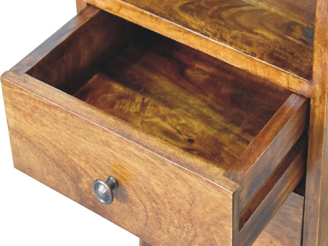 20" Brown Solid Wood Square Two Drawer Nightstand