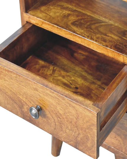 20" Brown Solid Wood Square Two Drawer Nightstand