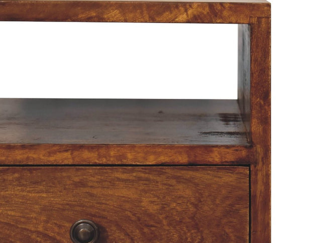 20" Brown Solid Wood Square Two Drawer Nightstand