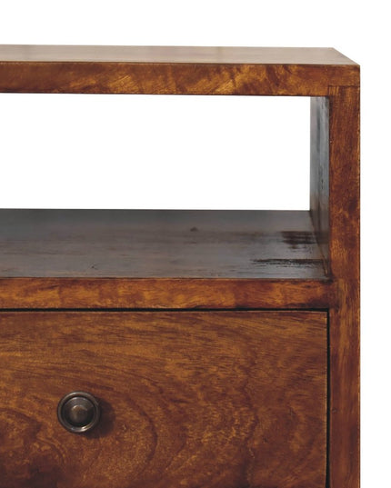 20" Brown Solid Wood Square Two Drawer Nightstand