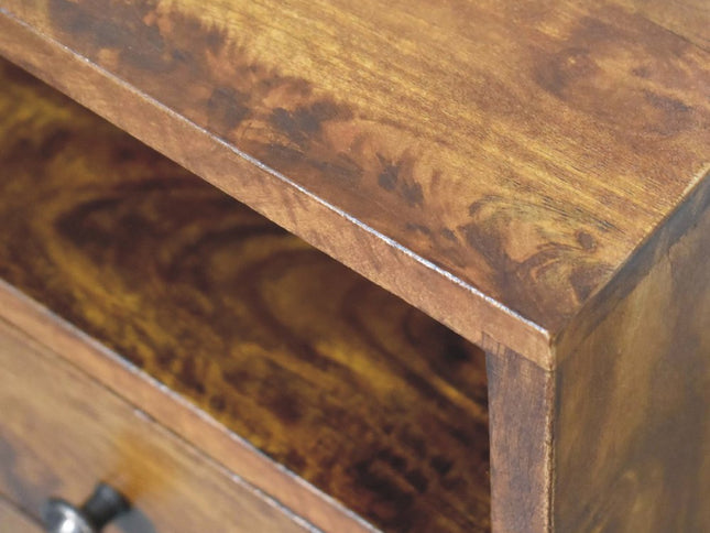 20" Brown Solid Wood Square Two Drawer Nightstand