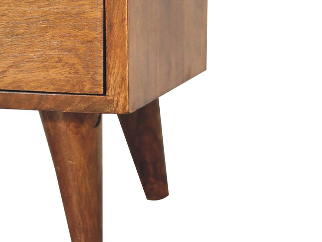 20" Brown Solid Wood Square Two Drawer Nightstand