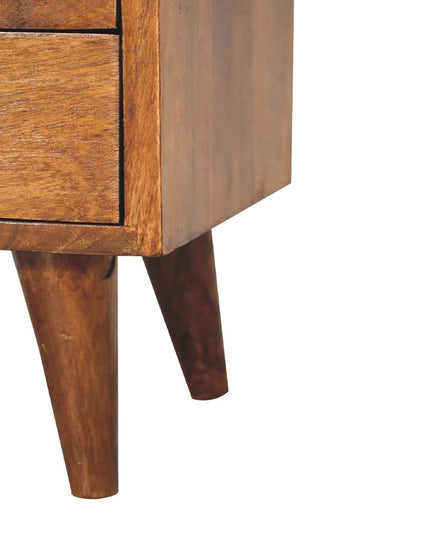 20" Brown Solid Wood Square Two Drawer Nightstand