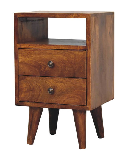 20" Brown Solid Wood Square Two Drawer Nightstand