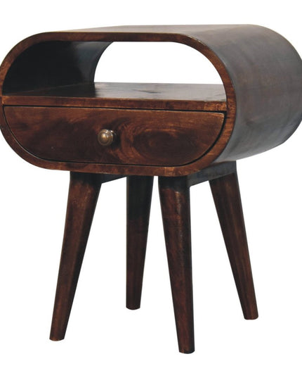 21" Walnut Solid Wood Oval One Drawer Nightstand