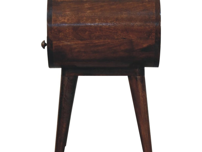 21" Walnut Solid Wood Oval One Drawer Nightstand