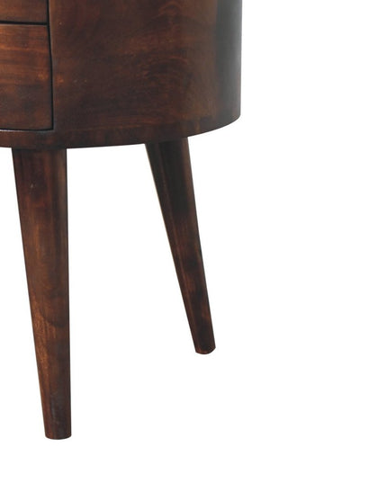 21" Walnut Solid Wood Oval Two Drawer Nightstand