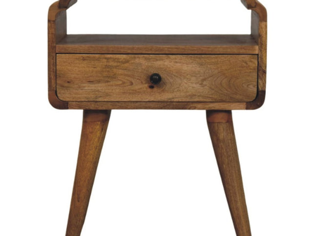 22" Light Brown Solid Wood One Drawer Nightstand