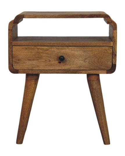 22" Light Brown Solid Wood One Drawer Nightstand