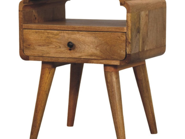 22" Light Brown Solid Wood One Drawer Nightstand