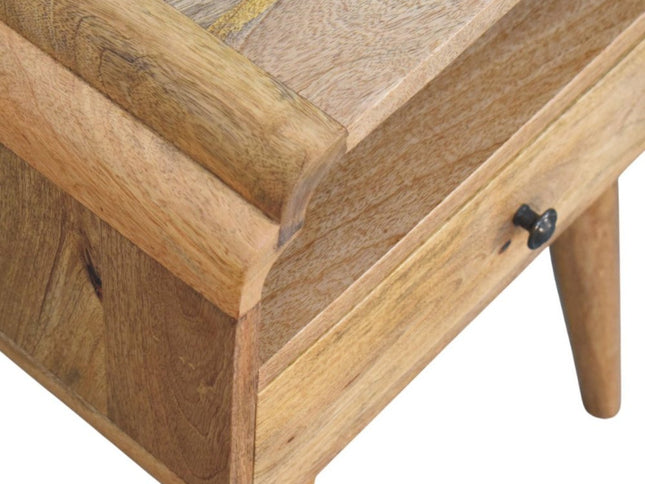 22" Light Brown Solid Wood One Drawer Nightstand