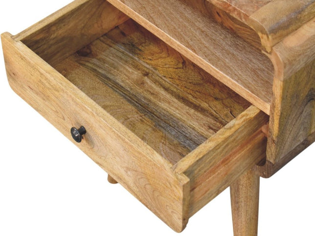 22" Light Brown Solid Wood One Drawer Nightstand