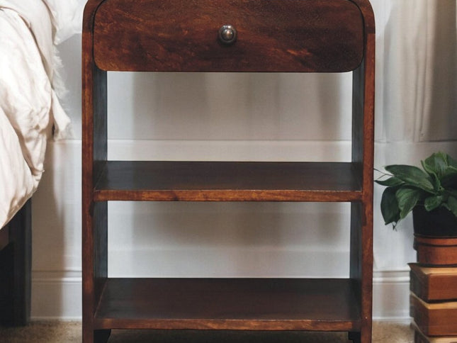 24" Chestnut Solid Wood One Drawer Nightstand