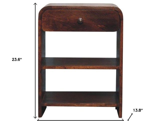 24" Chestnut Solid Wood One Drawer Nightstand