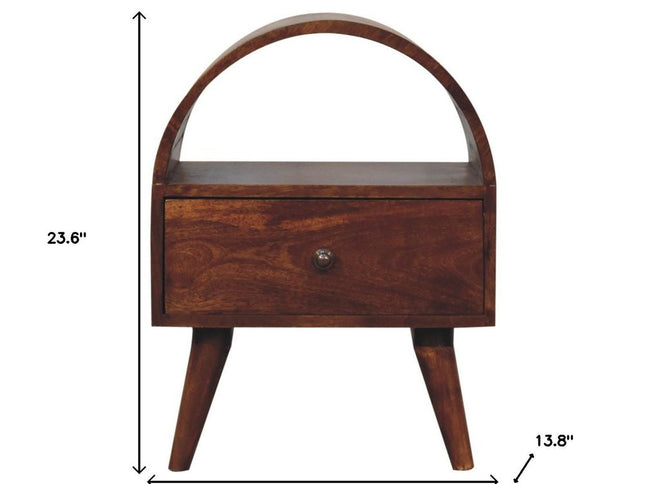 24" Chestnut Solid Wood Oval Top One Drawer Nightstand