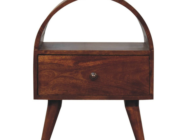 24" Chestnut Solid Wood Oval Top One Drawer Nightstand