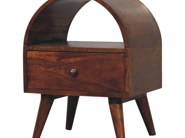 24" Chestnut Solid Wood Oval Top One Drawer Nightstand