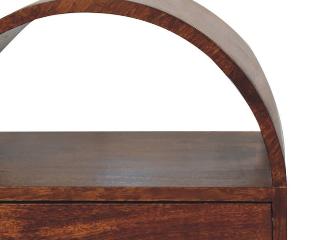 24" Chestnut Solid Wood Oval Top One Drawer Nightstand