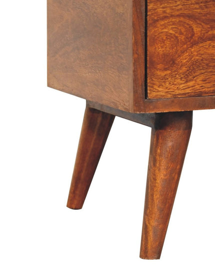 24" Chestnut Solid Wood Oval Top One Drawer Nightstand