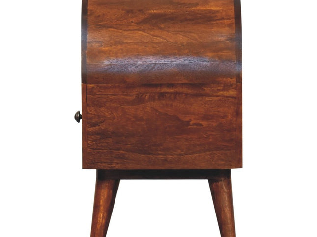 24" Chestnut Solid Wood Oval Top One Drawer Nightstand