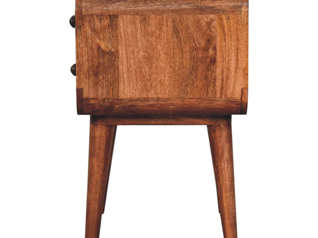 22" Brown Solid Wood Two Drawer Nightstand