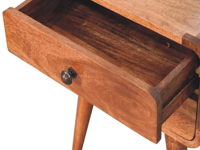 22" Brown Solid Wood Two Drawer Nightstand