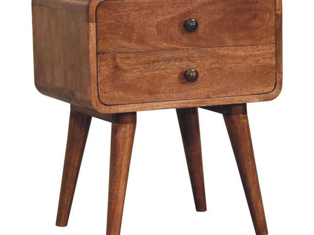 22" Brown Solid Wood Two Drawer Nightstand