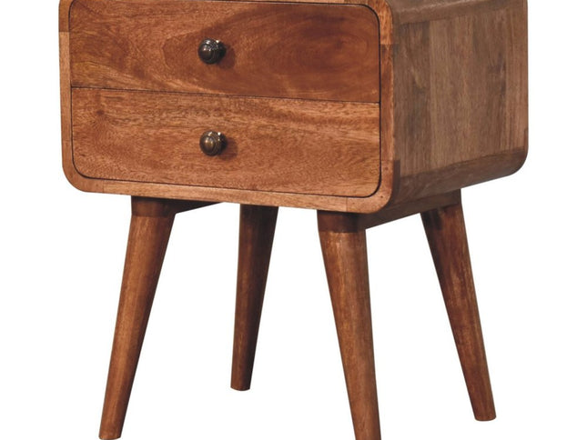 22" Brown Solid Wood Two Drawer Nightstand