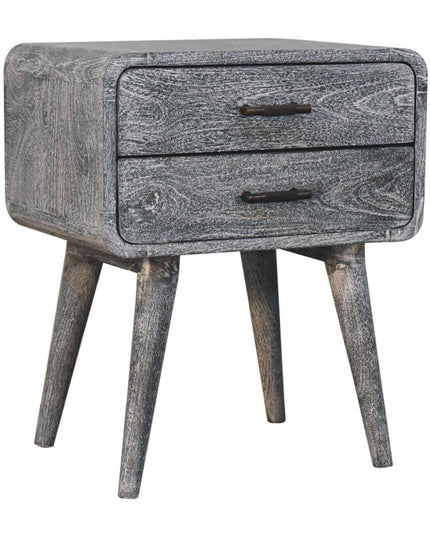22" Gray Solid Wood Distressed Two Drawer Nightstand