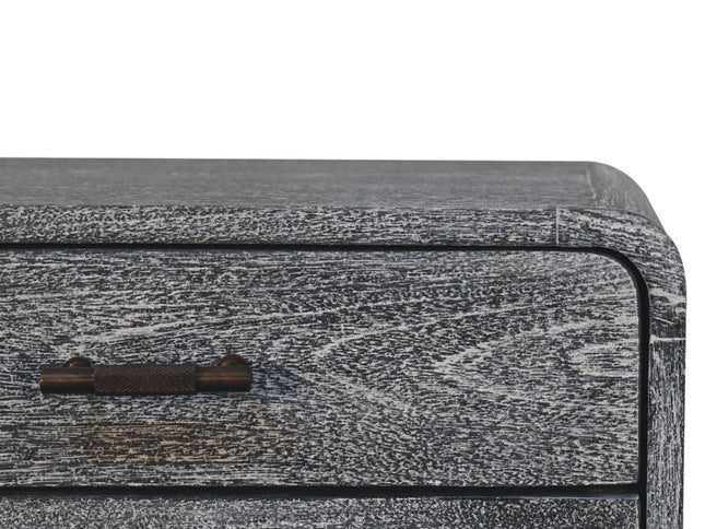 22" Gray Solid Wood Distressed Two Drawer Nightstand