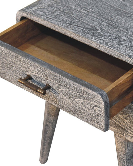 22" Gray Solid Wood Distressed Two Drawer Nightstand