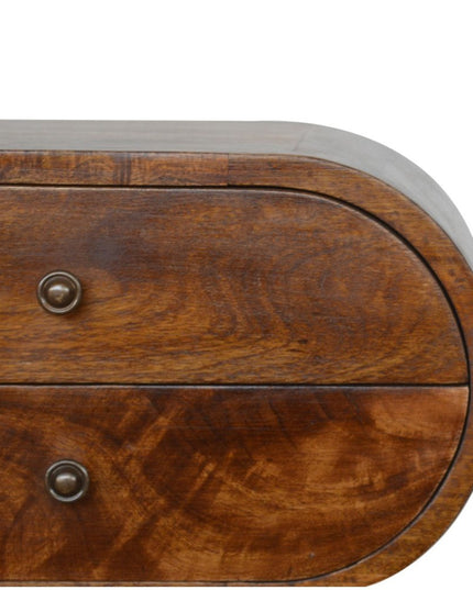 21" Chestnut Solid Wood Oval Two Drawer Nightstand