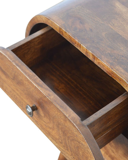 21" Chestnut Solid Wood Oval Two Drawer Nightstand