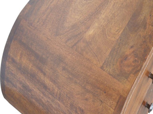 21" Chestnut Solid Wood Oval Two Drawer Nightstand