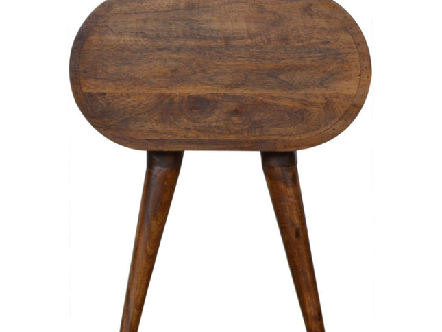 21" Chestnut Solid Wood Oval Two Drawer Nightstand