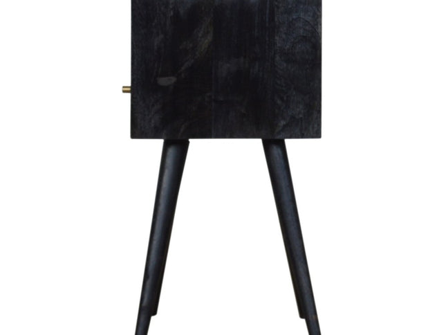 22" Black Solid Wood Square One Drawer Nightstand