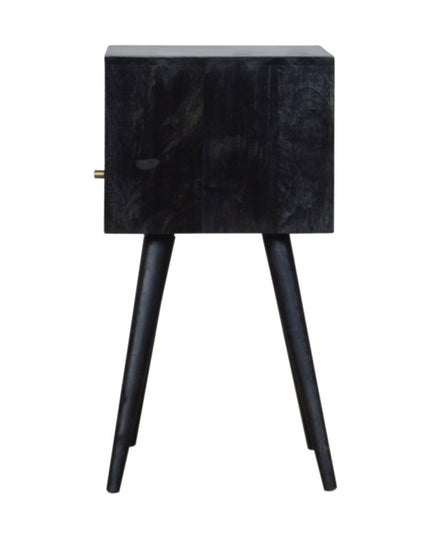 22" Black Solid Wood Square One Drawer Nightstand