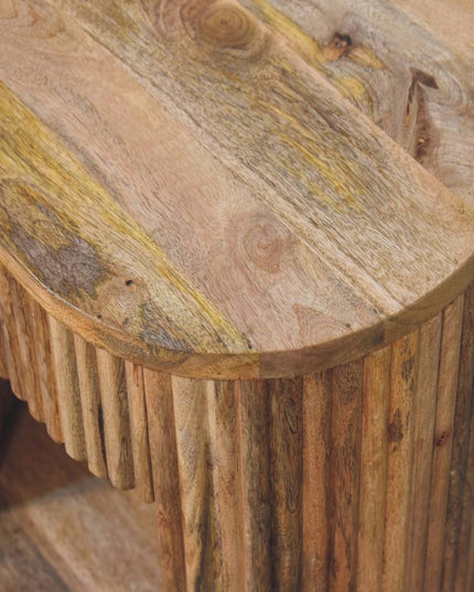 23" Natural Solid Wood Oval Ribbed Texture One Drawer Nightstand