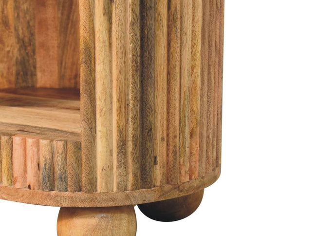 23" Natural Solid Wood Oval Ribbed Texture One Drawer Nightstand