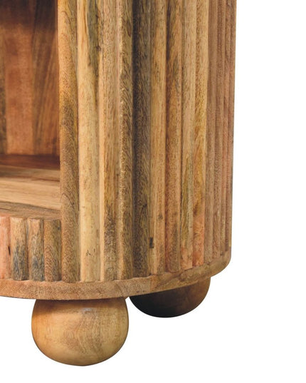 23" Natural Solid Wood Oval Ribbed Texture One Drawer Nightstand