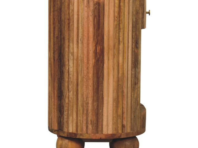 23" Natural Solid Wood Oval Ribbed Texture One Drawer Nightstand