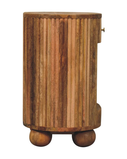 23" Natural Solid Wood Oval Ribbed Texture One Drawer Nightstand