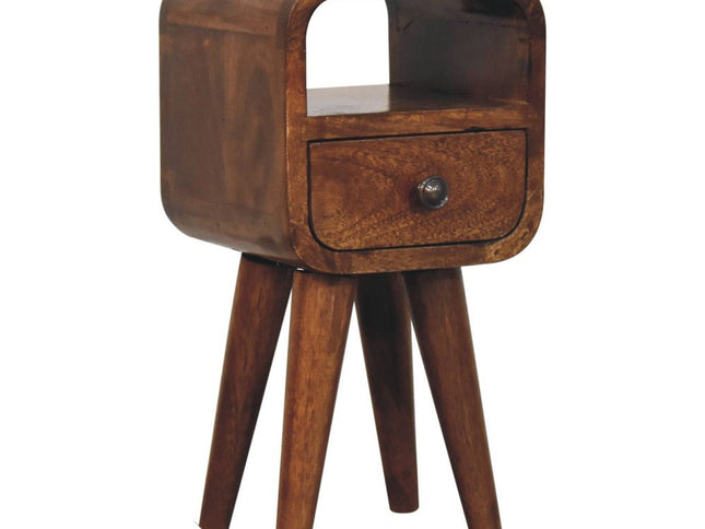 16" Chestnut Solid Wood Square One Drawer Nightstand