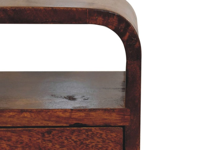 16" Chestnut Solid Wood Square One Drawer Nightstand