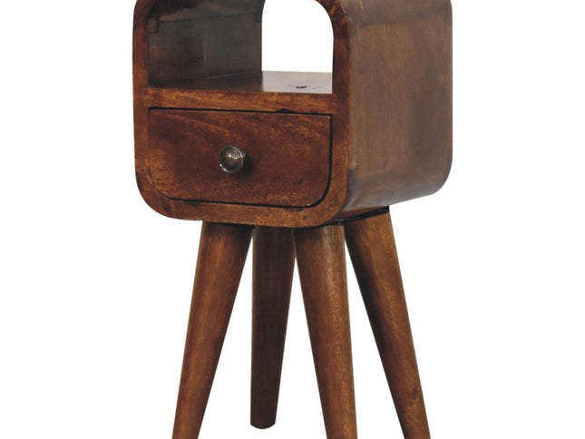 16" Chestnut Solid Wood Square One Drawer Nightstand