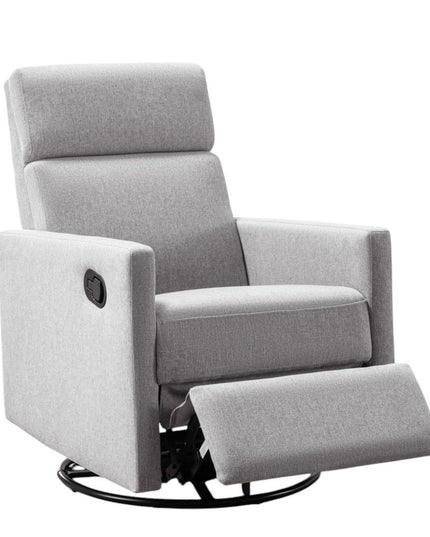 26" Gray Tufted Linen Gliding Swivel Manual Rocker Recliner