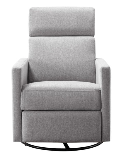26" Gray Tufted Linen Gliding Swivel Manual Rocker Recliner